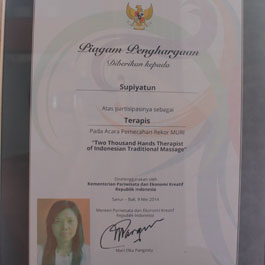 Andre Bali Spa Certificate